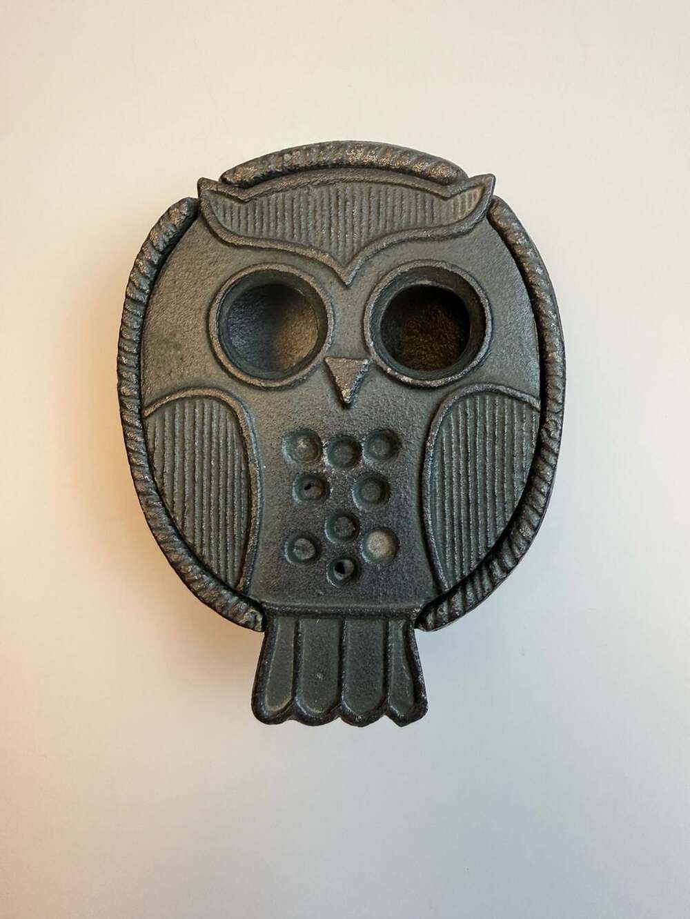 Vintage Japanese Cast Iron Owl Catchall Dish Lid ashtray heavy